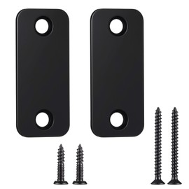 Blulu 2 Set Door Hole Cover Plate 1" x 2-1/4" Stainless Steel Door Strike Filler Plate Latch Filler, Increase Home Security on Entry(Black)