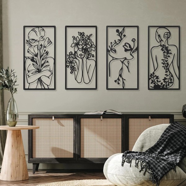 Does not apply 4 Pcs Metal Wall Art Decor Minimalist