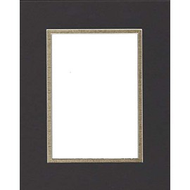 16x20 Double Acid Free White Core Picture Mats Cut for 11x14 Pictures in Black and Gold