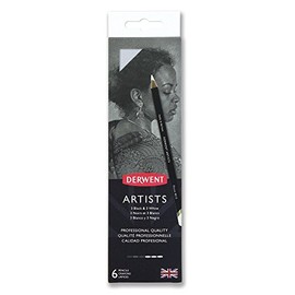 Derwent artistas lápices de blanco y negro, juego de 6 lápices de arte (2302342)
