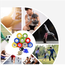 Self Adherent Wrap Tape Medical Cohesive Bandages Flexible Stretch Athletic Strong Elastic First Aid Tape for Sports Sprain Swelling and Soreness on Wrist and Ankle Colorful 6 Pack 2Inch X 5Yards