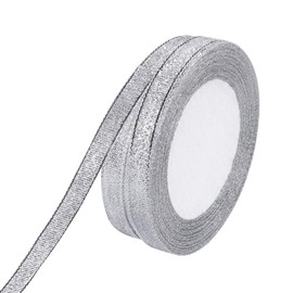 Molshine 50yard(2rolls) Silver Organza Ribbons Shimmer Sheer Thin Glitter Ribbon for DIY,Crafts,Gift Wrapping,Christmas Decorative Width: 10mm(3/8inch)