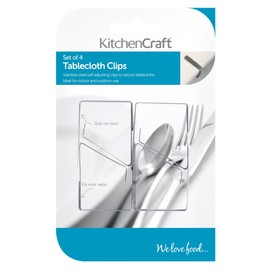 KitchenCraft Table Cloth Clip Set, Plain, Stainless Steel, 4 Pieces,1.3 x 4 x 5 cm, Silver