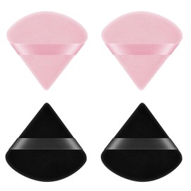 Ainiv 4 PCS Powder Puff, Triangle Makeup Puff, Reusable Soft Powder Sponge, Washable Wet Dry Dual-Use Cosmetic Puff, Face Powder Puff for Loose Powder Foundation Cream Blush Wetand or Pressed Powder