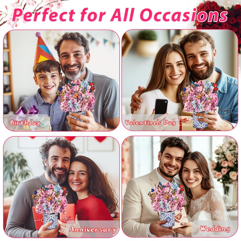 GREETING ART Cherry Blossom Pop Up Card, 3D Birthday Card,