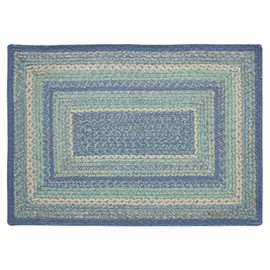 VHC Brands Jolie Farmhouse 24"x36" Accent Rug Blue Textured Jute Striped Pad Rectangle Floor Decor
