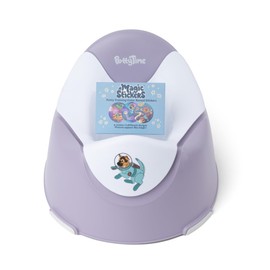 Potty Time New | Potty Training Seat by Potty Watch Inventor - Easy & Fun Toilet Seat with Interactive 6 Reusable Color Changing Magic Stickers - Easy to Peel Stickers for Kids - (Potty Seat, Space)