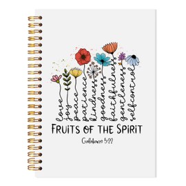 LADOCK Fruit of the Spirit Christian Spiral Notebook, Floral Bible Verse Journal, Christian Gifts for Women, Church Notes Notebook, Religious Prayer Journal for Woman, 5.5x8.3