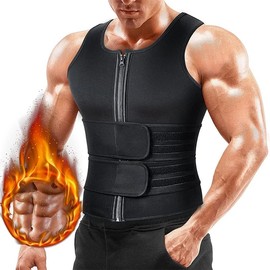 Sauna Vest Waist Trainer for Men - Mens Sauna Suit Double Sweat Belt Body Shaper for Gym Workout Exercise Shapewear - Color: Black (2 Belts), Size: M