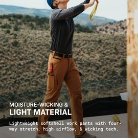 TRUEWERK Women’s Workwear Pants - T1 WerkPants - Relaxed Fit, Lightweight, Moisture Wicking, Cargo Pants with 4-Way Stretch, Sand, 00 Short