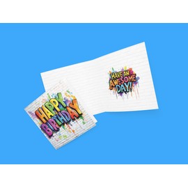 Graffiti Style Happy Birthday Greetings Card - Inside reads: Have an awesome day! - Includes Orange Coloured Envelope - Made in the UK