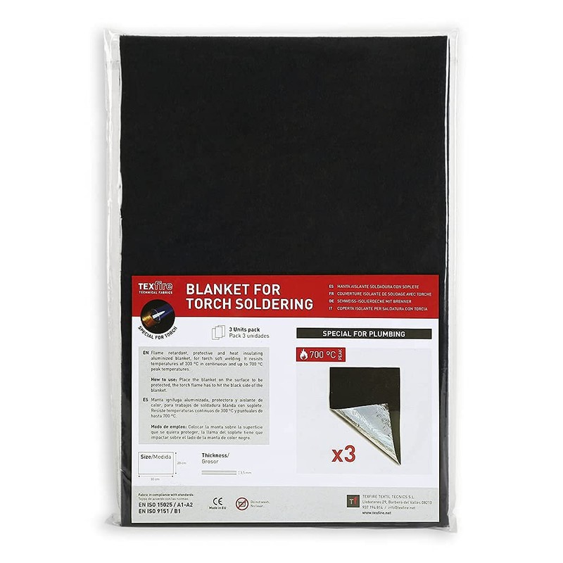 TEXFIRE - Fireproof Blanket for Torch Welding of Copper Pipes.