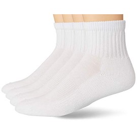 Jefferies Socks Men's Coolmax Half Cushion Sport Mid Quarter 4 Pack, White, Sock: 9-11/Shoe: 5-8