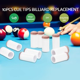 10 Piece Billiard Cue Replacement Set, Hard Leather Billiard Pool Stick Tips with Storage Box for Snooker and Pool Cues Wear-Resistant Screw On Spare Parts Tool (11mm)