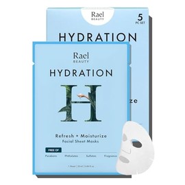 Rael Bamboo Face Sheet Mask - (Hydration, 5 Sheets) Hydro Lock Real Natural Facial Mask With Moisturizing For Dewy, Hydrating and Glowing Skin by Rael