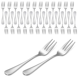 36 Pcs Oyster Fork Appetizer Seafood Forks Portable Stainless Steel 3 Prong Fruit Fork Small Cocktail Salad Dessert Forks for Tasting Crab Escargot Party Travel, 5.5 Inch Silver