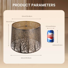 Large Metal Lampshade Forest Pattern Etching Lamp Shade 12'' Top × 14'' Bottom × 10" Height Fits For Table Lamps and Floor Lamps Spider Fitter Bronzer