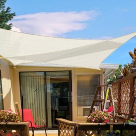 SUNLAX Sun Shade Sail,12'x12'x12' Beige Triangle Canopy Shades for Outdoor Patio Pergola Cover Sunshade Sails UV Blocking Canovas Covers