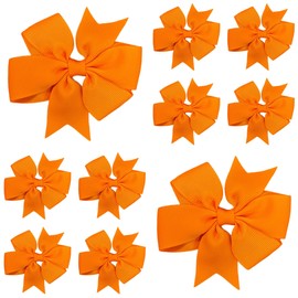 10pcs Light Orange Hair Bows Clips Slides Grips 3" inch Pinwheel Solid Vibrant Colour Girls Hairbows