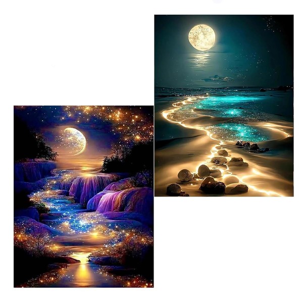 Aiuorty 2 Pack Diamond Painting Pictures Moon Adult Full DIY