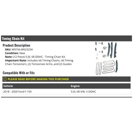 Marketplace Auto Parts Timing Chain Kit - 12 Piece - Compatible with 2018-2020 Ford F-150 5.0L V8 (VIN 5) DOHC