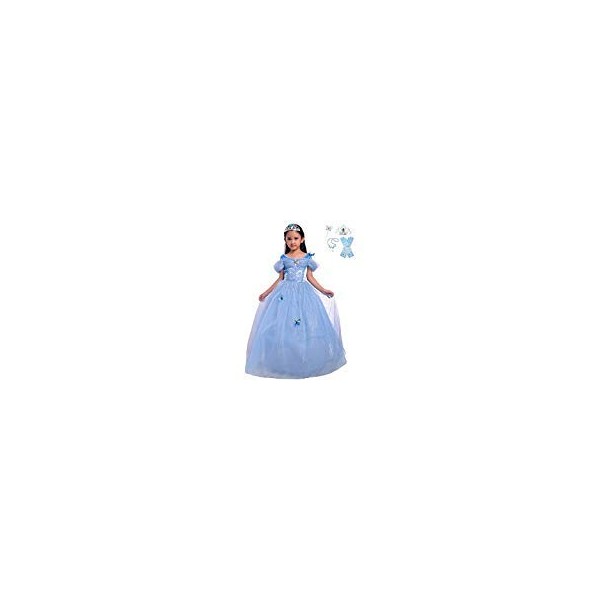 Lito Angels Toddler Girls Princess Dress Up Costume Halloween Fancy Dress with Accessories Size 2T Blue