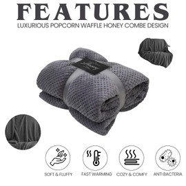 Dolce Vari High Quality Waffle Fleece Throw Blanket Honeycomb Pattern Super Soft Warm Cozy Sofa Bed Throw Blanket (Charcoal, King)