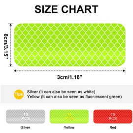 Reflective Stickers, 30 Pcs Night Visibility Reflective Tape Outdoor Waterproof Warning Strips Safety Reflective Tape High Visibility for Clothing Car Motorcycle Bike Trailer Helmet, 3.15" X 1.18"
