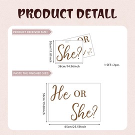 He Or She Wall Decal Decoration，Baby Shower Party Decal Sign，Gender Reveal Party Decorations, Arch Decorations Vinyl Stickers for Backdrop Party Supply.
