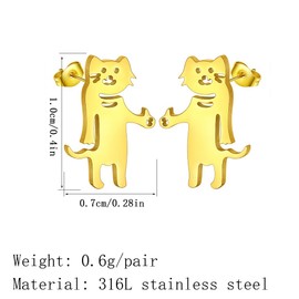 Cute Funny Cat Earring Stainless Steel Minimalist Laser Cut Kitty Stud Earrings for Women Men Animal Jewelry Gift (gold)