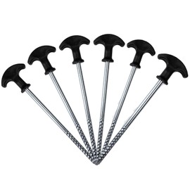 Pack of 6 Camping Pegs, Stable, Tent Pegs, Iron Pegs, Tent, Steel Tent Pegs, Ground Pegs, Camping Screw Pegs, for Garden, Travel, Camping, Hiking, Gardening
