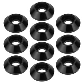 YINETTECH 10PCS M6 Black Hex Socket Bolt Washer 45° Load Spreading Cone Washers Aluminum Alloy Cup Head Gasket for Mounting Applications Mechanical Accessories Model Parts