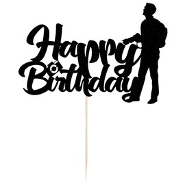 LVEUD Decoración para tarta de cumpleaños con diseño de cámara fotográfica, color negro