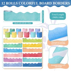 Zhanmai 590ft Summer Bulletin Board Decoration Sets, Colorful Classroom Borders for Bulletin Board for School Office Whiteboard Cork Poster Chalkboard Wall(590ft,Elegant Color)
