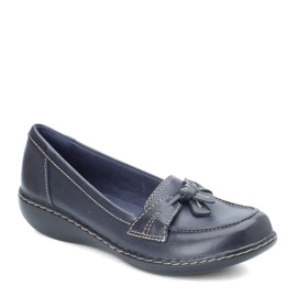 Clarks Women 's Ashland Bubble Slip-On, Azul Marino (Navy Leather), 7.5 B(M) US