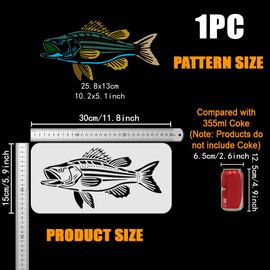 FINGERINSPIRE Painting Stencil for Bass 30 x 15 cm Plastic Pet Animal Fish Template Reusable Fish Pattern Stencil Flat Fish Stencil DIY Animal Motif Stencil for Painting on Wood