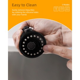 Kitchen Faucet Head Replacement, 3-Function Kitchen Sink Faucet Parts with 15 Adapters, Pull Down Faucet Sprayer Nozzle Compatible with Delta, Kohler, American Standard, Moen faucets, Matte Black