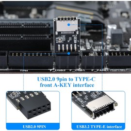 YABOANG USB 2.0 Front Panel Header Adapter, USB 9 Pin to USB 2.0 Type-E Internal Adapter is Suitable for All Windows and Linux Systems.