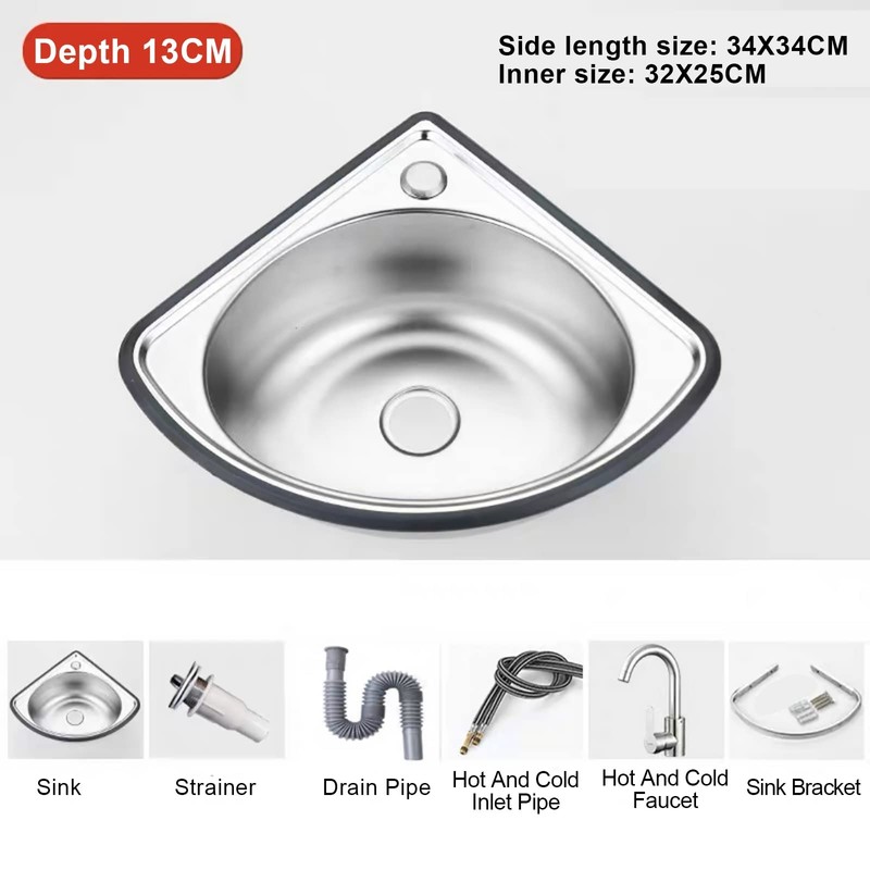 Corner Sink Wall Mount Bathroom Laundry Restaurant Sink Single Bowl