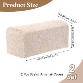sourcing map 2Pcs Stretch Armrest Covers, Polyester Jacquard Soft Couch Arm Slipcovers Anti-Slip Furniture Protector for Chairs Couch Sofa Recliner, Khaki