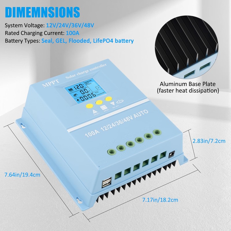 100A MPPT Solar Charge Controller Solar Panel Intelligent Regulator 12V