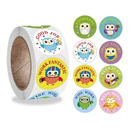 luosh 500Piece/Roll Cartoon Animal Owl School Teacher Motivate Students Reward Stickers