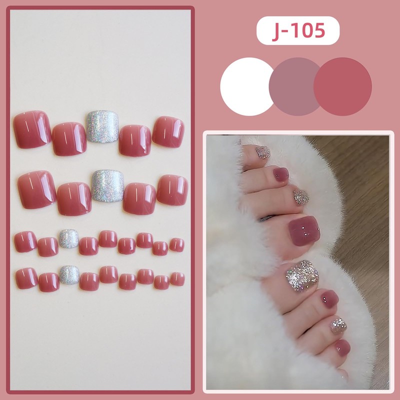 SEMTIM Nail Tips, 24 Pieces, Thumb Nail Stickers, Foot False