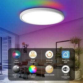 ANTENLICHT ANTENLICHT LED Deckenlampe Smart 24W Kompatibel mit Alexa und Google Assistant ?30cm, Steuerbar via App mit 16 Millionen DIY Farben, Wifi Deckenleuchte mit Fernsteuerung fr Schlafzimmer, Wohnzimmer