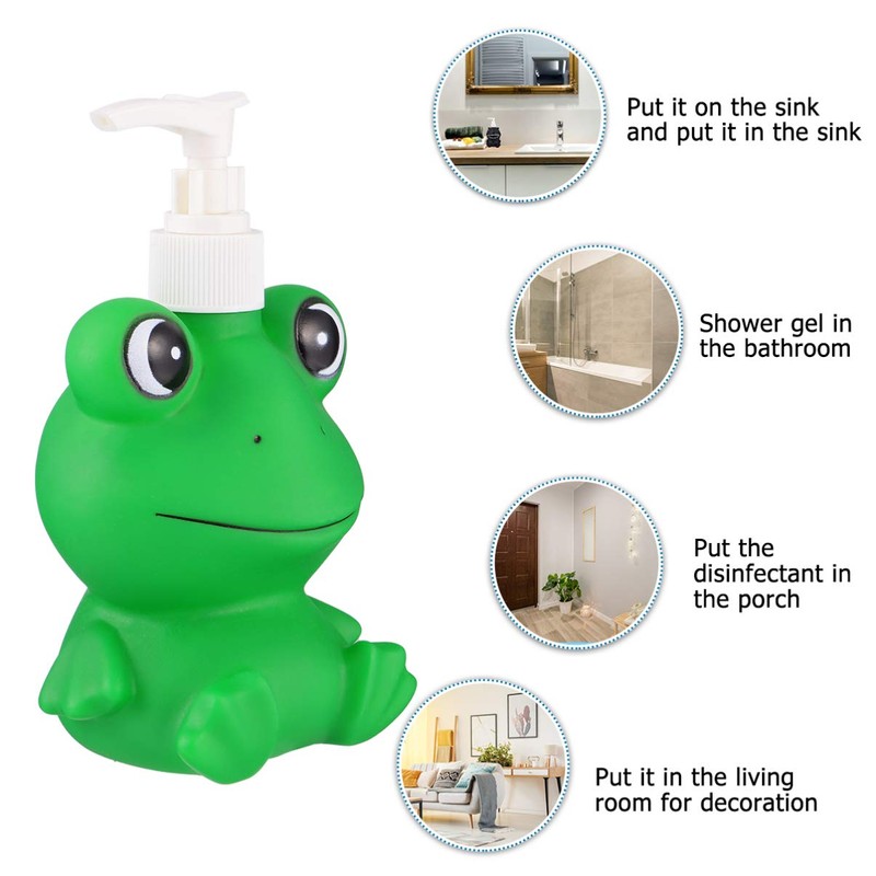 HEMOTON 300 ml Soap Dispenser Bottles Cute Frog Bottles Empty