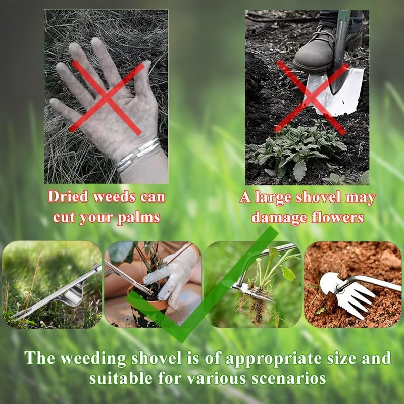 Anyingkai Gardening Hand Weed Cutter, Pack of 2 Stainless Steel