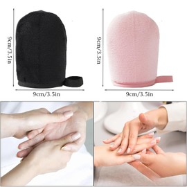2 PCS Tanning Mitt Washable Self-tanning Application Mitt with Smooth and Even Effect Reusable Double-sided Tanning Mitt for Sunscreen Tan Mitt Glove Fake Tan Mitt for Sunbathing (Black)