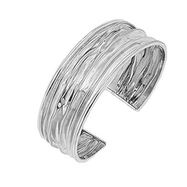 TreasureBay Women's 925 Sterling Silver Cuff Bangle Bracelet Chunky Women's Bangle 20mm Crushed Style