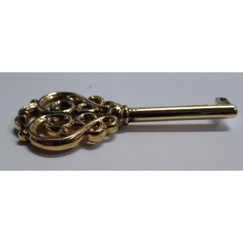 Vintage Universal Skeleton Furniture Cabinet Key Lock Polished Solid Brass