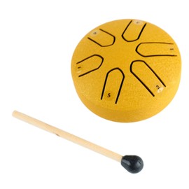 Steel Tongue Drum Pocket Handpan Drum Mini 6 Note Steel Drum, Handheld Mini Hand Drum with Drumstick, Portable Mini Hand Drum Pentatonic Scale Percussion Instrument (Gold)